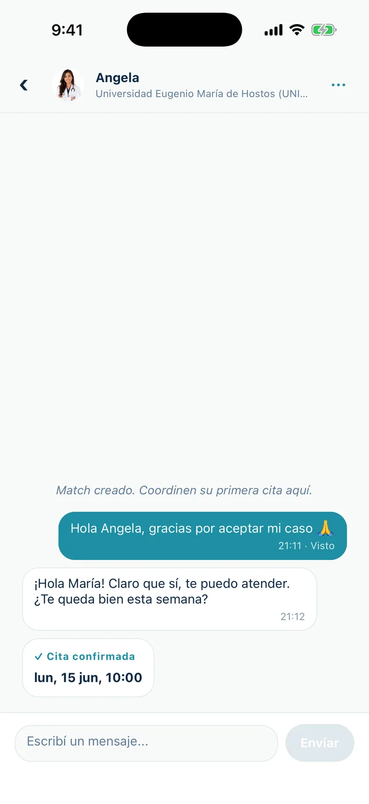 Chat para coordinar la cita